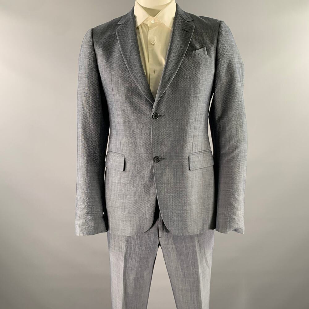 JOHN VARVATOS Size 40 Blue Wool Blend Notch Lapel Suit